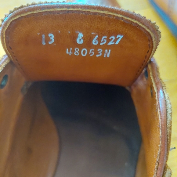 EUC Mens Allen Edmonds Leather Shoes Sanford British Tan Lace Up Size 13 E - Picture 13 of 13